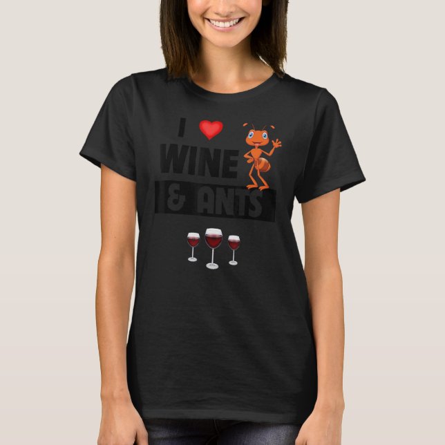 I Liebe Wein und Anten Bauernhof trinken Camping E T-Shirt (Vorderseite)