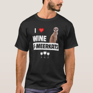 I Liebe Wein und Meerkats Mama Vater trinken Rotes T-Shirt