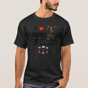 I Liebe Wein und Schimpansen trinken Schimpansenaf T-Shirt