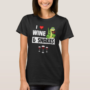 I Liebe Wein und Schlangen Reptile Funny Drink Gla T-Shirt