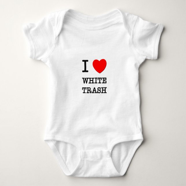 I Liebe-weißer Abfall Baby Strampler (Vorderseite)