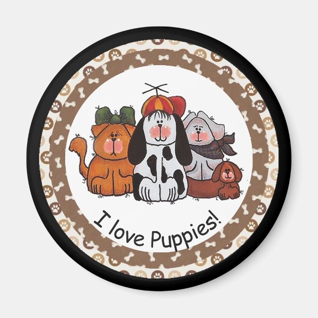 I Liebe Welpen Magnet (Vorne)