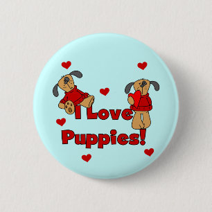 I Liebe-Welpen-T-Shirts und Geschenke Button