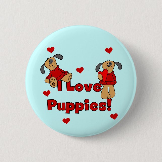 I Liebe-Welpen-T-Shirts und Geschenke Button (Vorderseite)