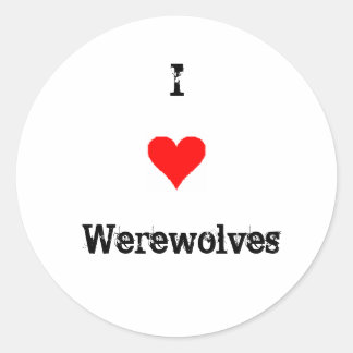 I Liebe Werewolves Runder Aufkleber