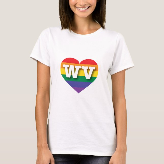 I Liebe West Virginia Rainbow Heart T-Shirt (Vorderseite)