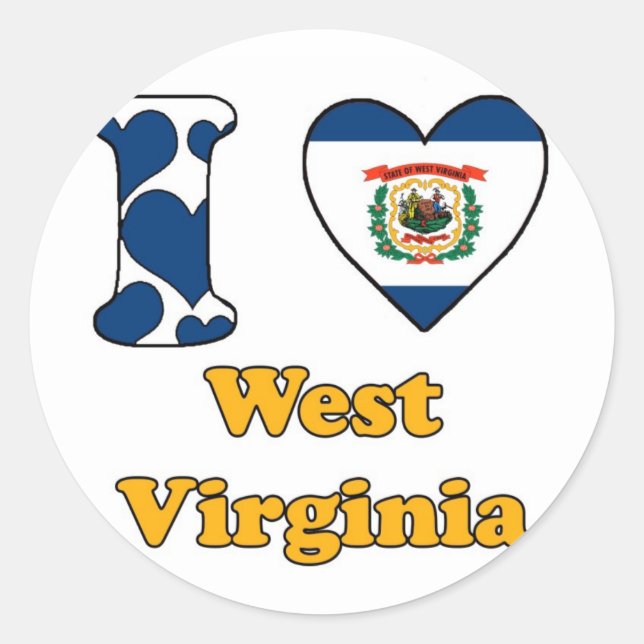I Liebe West Virginia Runder Aufkleber (Vorderseite)