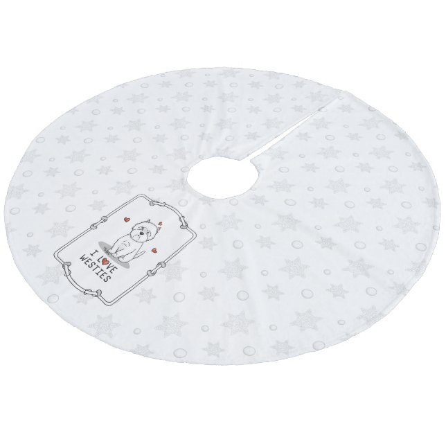 I Liebe Westies - West Highland White Terriers Fleece Weihnachtsbaumdecke (Schrägansicht)