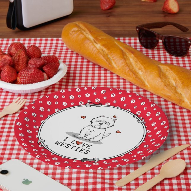 I Liebe Westies - West Highland White Terriers Nie Pappteller (Picknick)