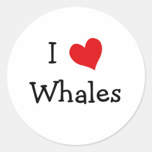 I Liebe Whales Runder Aufkleber