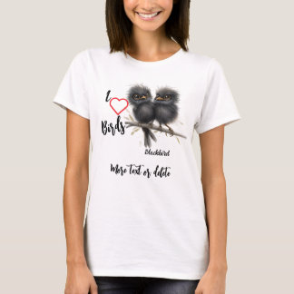 I Liebe Whimsical Birds Blackbird T-Shirt