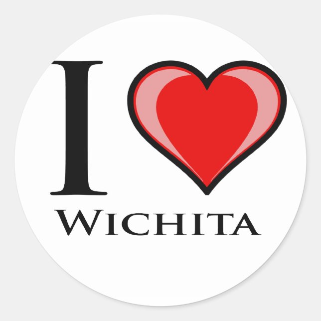 I Liebe Wichita Runder Aufkleber (Vorderseite)