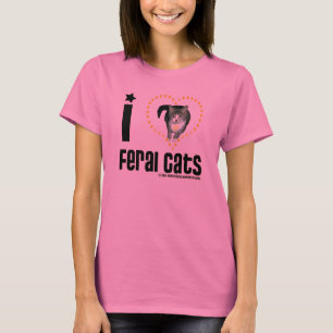 I Liebe-wilde Katzen-Damen-lange Hülsen-T - Shirt