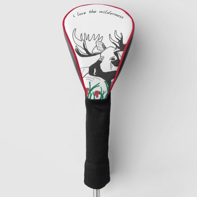 I Liebe Wildnis Rustikale Wildblumen Elch Golf Headcover (Vorderseite)