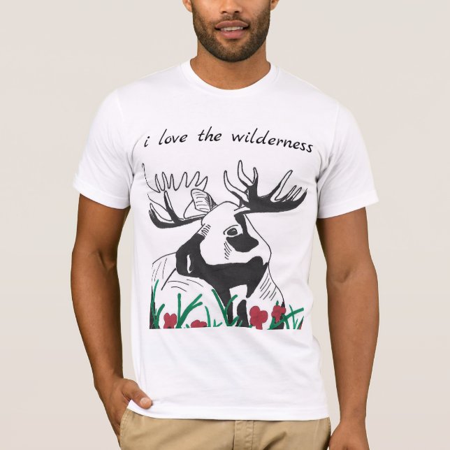 I Liebe Wildnis Rustikale Wildblumen Elch T-Shirt (Vorderseite)