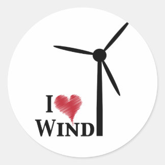 i Liebe Windenergie Runder Aufkleber