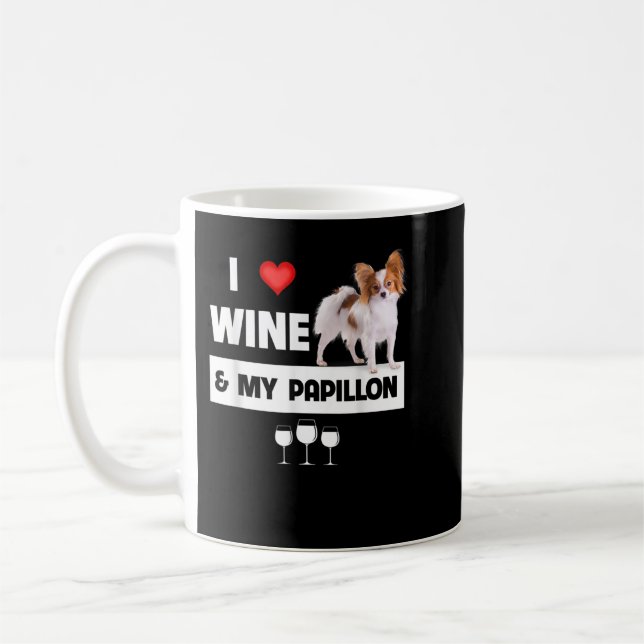 I Liebe Wine and My Papillon Mama Vater Dog Drink  Kaffeetasse (Links)