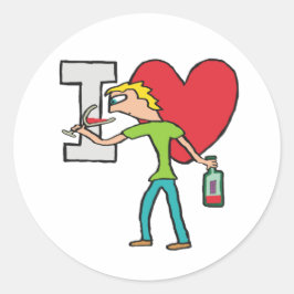 I Liebe Wine Runder Aufkleber