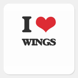 I Liebe Wings Quadratischer Aufkleber