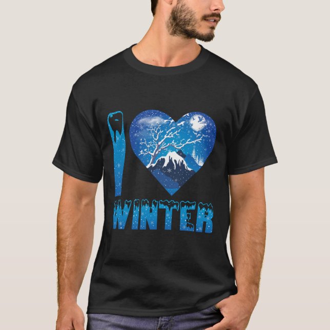 I Liebe Winter - Landschaftlicher Schnee T-Shirt (Vorderseite)