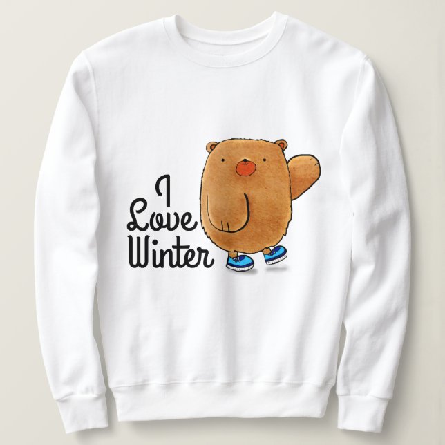 I Liebe Winter Niedlich Little Cartoon Bear Sweats Sweatshirt (Design vorne)