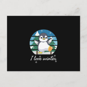 I Liebe Winter niedlicher Pinguin Winterliebha Postkarte