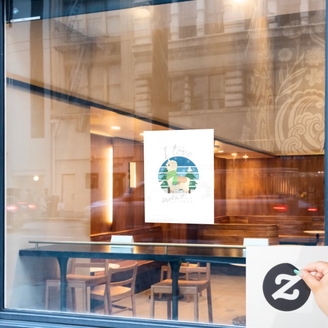 I Liebe Winter | Winterliebhaber | Winterferien Fensteraufkleber (Café-Fenster)