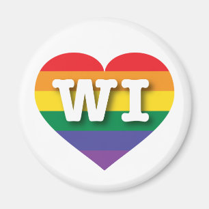 I Liebe Wisconsin Gay Pride Rainbow Heart Magnet