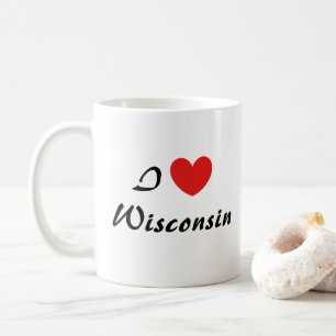 I Liebe Wisconsin Herz Typografie Kaffeezubereitun Kaffeetasse