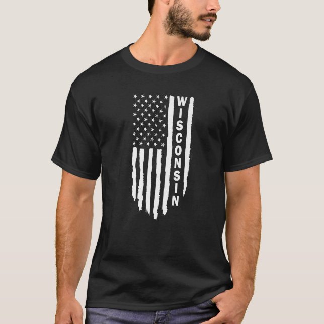 I Liebe Wisconsin Patriotic Wisconsin Zuhause T-Shirt (Vorderseite)