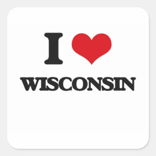 I Liebe Wisconsin Quadratischer Aufkleber