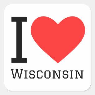 I Liebe Wisconsin Quadratischer Aufkleber