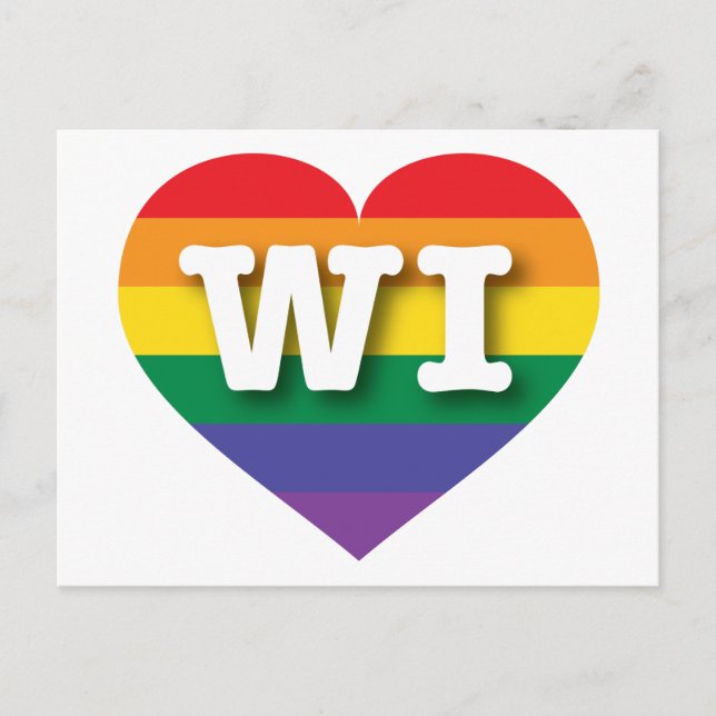 I Liebe Wisconsin Rainbow Heart Postkarte (Vorderseite)
