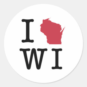 I Liebe Wisconsin Runder Aufkleber