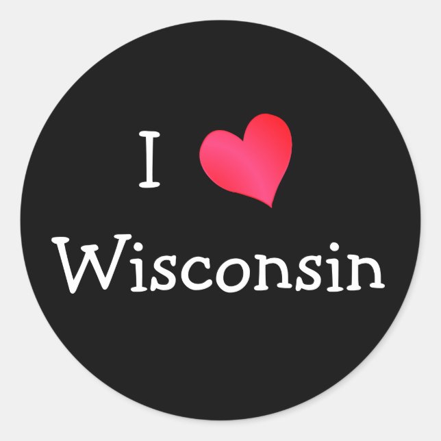 I Liebe Wisconsin Runder Aufkleber (Vorderseite)