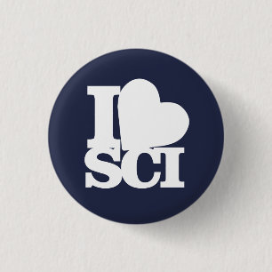 I Liebe-Wissenschafts-Buttonblau Button