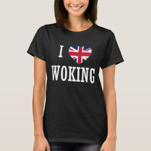 I Liebe Woking England Union Jack Flag Herz Englis T-Shirt