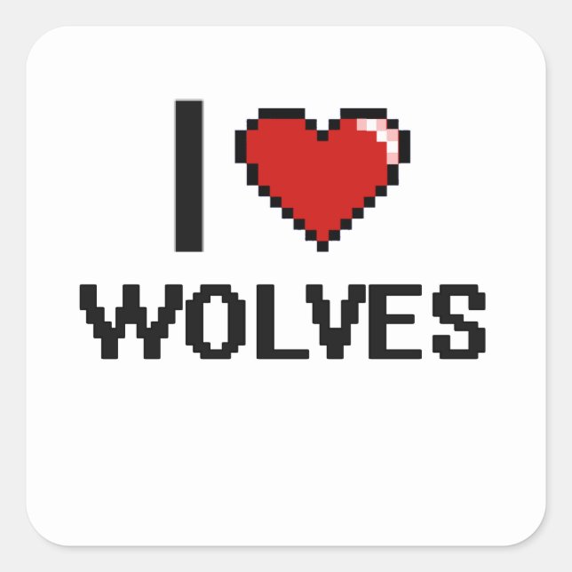 I Liebe Wolves Digital Design Quadratischer Aufkleber (Vorderseite)