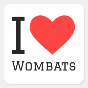 I Liebe Wombats Quadratischer Aufkleber