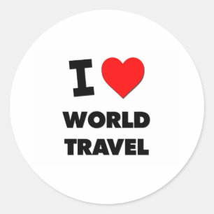 I Liebe World Travel Runder Aufkleber