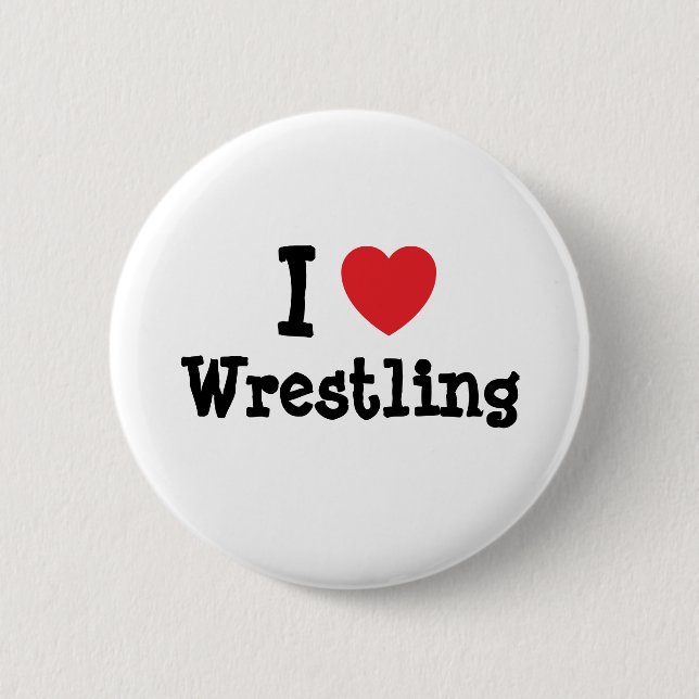 I Liebe Wrestling - Herzstück personalisiert Button (Vorderseite)