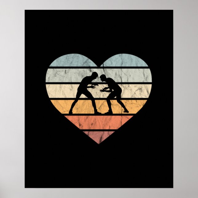 I Liebe Wrestling Retro Herz Poster (Vorne)
