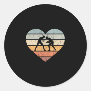 I Liebe Wrestling Retro Herz Runder Aufkleber