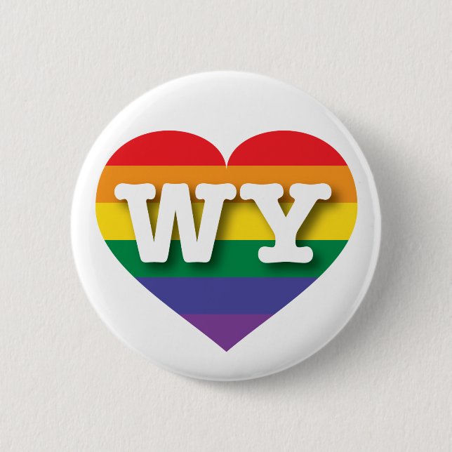 I Liebe Wyoming Gay Pride Rainbow Heart Button (Vorderseite)