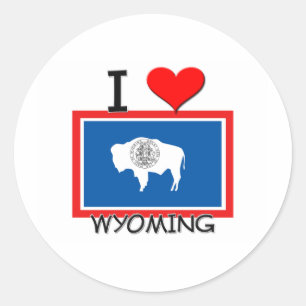 I Liebe Wyoming Runder Aufkleber