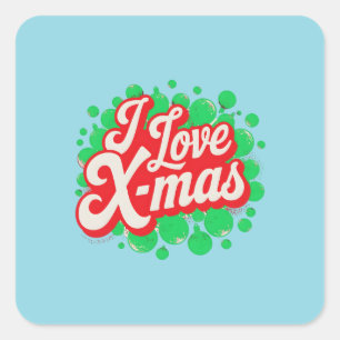 I Liebe X-Mas Digital Art Design Quadratischer Aufkleber