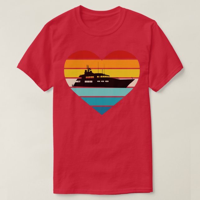 I Liebe Yacht Captain Ship Retro Sunset T-Shirt (Design vorne)
