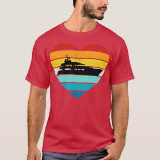 I Liebe Yacht Captain Ship Retro Sunset T-Shirt