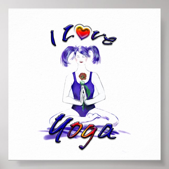 I Liebe Yoga-Lotus-Pose Poster (Vorne)