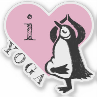 I Liebe Yoga Penguin Aufkleber